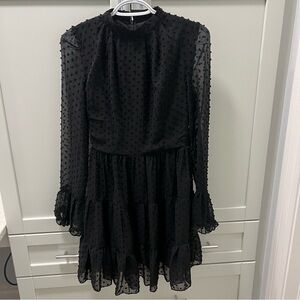 MISS ORD Elegant Black Sheer Polka Dot Dress Women’s Size XS